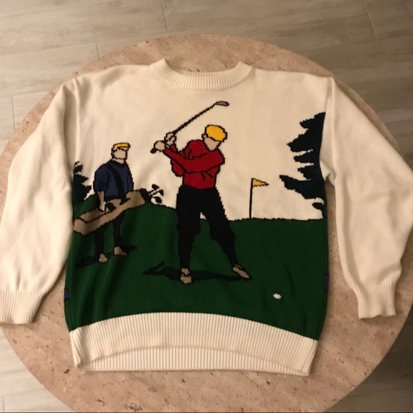 Vintage 9s White Golf Knit Sweater 